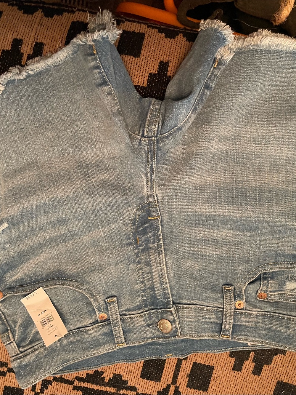 GAP Light Blue High-Rise Frayed Hem Jeans